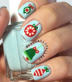 Christmas Nail Art Designs, Holiday Nail Art, Christmas Nails Acrylic, Winter Nail Art, Nail Polish Designs, Xmas Nails, Christmas Nail Designs, Christmas Nail