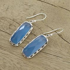 Blue Chalcedony and Sterling Silver Dangle Earrings - Sea of Blue | NOVICA Blue Chalcedony Earrings, Chalcedony Earrings, Buy Earrings, Blue Pendant, Xmas Presents, Silver Dangle Earrings, Sterling Silver Dangle Earrings, Blue Quartz, Gem Stones