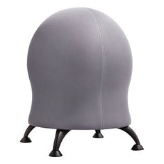 the back end of a grey chair with black legs