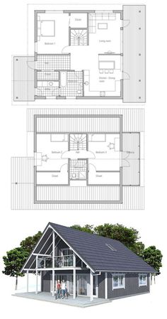 two plans for a small house with an attic