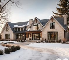 a large house with snow on the ground