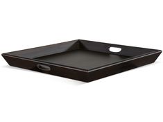 a black tray with two handles on it