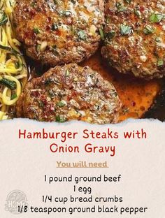 the hamburger steaks with onion gravy recipe is shown