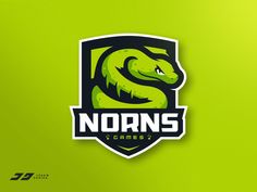 the logo for norths games is shown on a bright green background with an alligator's head