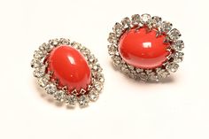 Vintage Schreiner NY Earrings.Indulge in luxury with our Vintage Schreiner NY Large Red Cabochon Dome Crystal Earrings. The striking red cabochon stones and sparkling crystals create a timeless and sophisticated look. Elevate any outfit with these exclusive and elegant earrings. A must-have for any fashion-forward individual who appreciates fine art and craftsmanship. Length 1.4". Made in USA. Luxury Red Cabochon Jewelry, Luxury Cabochon Exquisite Earrings, Luxury Ornate Cabochon Earrings, Montblanc Pen, Costume Jewelry Earrings, Belt Purse, Earring Sale, Sparkling Crystal, Silver Enamel