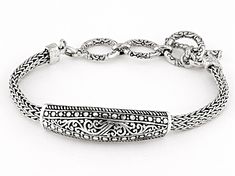 Artisan Collection of Bali™ Sterling Silver Textured Center Design Bracelet. Measures Approximately 6.75"L x 0.44"W. Oxidized. Toggle Closure With 1" Extender. Elegant Oxidized Bangle Chain Bracelet, Hand Tattoos For Women, Small Hand Tattoos, Design Bracelet, Design Center, Armband Tattoo, Bracelet Designs, Hand Tattoos, Arm Band