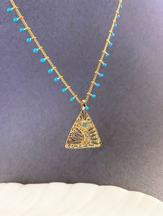 Necklace Evil Eye, Gold Triangle, What Goes Around Comes Around, Beacon Of Light, Triangle Pendant, Bad Luck, Eye Pendant, Jewelry Card, Evil Eye Pendant