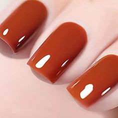 Applying Nail Polish, Pumpkin Orange Nails, Amber Nails, Thanksgiving Nails Color, Popular Nail Colors, Brown Nail Polish, Orange Nail Polish