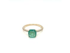 10K Yellow Gold Square Cushion Emerald and Diamond Ring 1.75ctw Emerald And Diamond Ring, Green Gems, Emerald Gemstone, 1 Carat, Cultured Pearls, Gold Material, Gemstone Colors, Post Earrings, Loose Gemstones