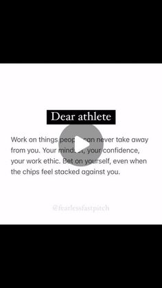 the words dear athlete are displayed in black and white