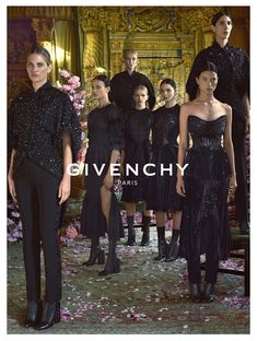 the models are all dressed in black for givenchy's fall / winter 2012 campaign