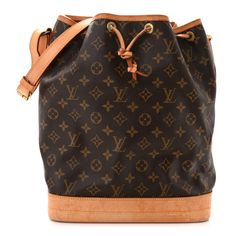 This is an authentic LOUIS VUITTON Monogram Noe. This classic bucket style shoulder bag is crafted of Louis Vuitton monogram on coated canvas. The shoulder bag features vachetta cowhide leather including a solid base, an adjustable shoulder strap, and top cinch strap with polished brass hardware. This bag opens to a brown fabric interior. Brown Fabric, Brass Hardware, Polished Brass, Authentic Louis Vuitton, Cowhide Leather, Louis Vuitton Monogram, Shoulder Strap, Louis Vuitton, Monogram