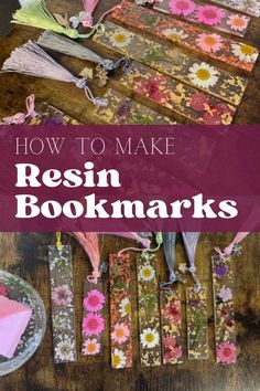 how to make resinine bookmarks with flowers and tassels on the table