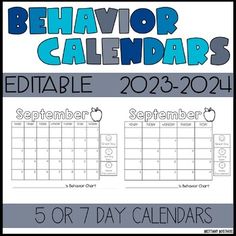 a calendar with the words behavior calendars and an apple for each month on it