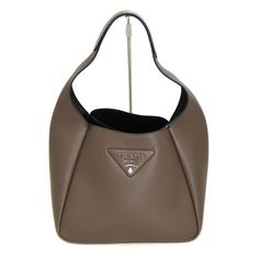 Prada Full Medium Leather Tote Bag Handbag Greige/Brown W: 23 X H: 20 X D: 14cm Formal Taupe Bag With Silver-tone Hardware, Modern Brown Bags With Silver-tone Hardware, Designer Brown Hobo Bag For Evening, Luxury Brown Hobo Bag For Shopping, Brown Top Handle Hobo Bag With Dust Bag Included, Brown Bucket Bag With Silver-tone Hardware, Brown Hobo Bag With Silver-tone Hardware For Shopping, Evening Brown Bag With Silver-tone Hardware, Brown Bags With Silver-tone Hardware For Errands