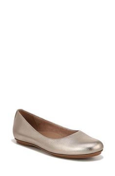 Premium leather makes a timeless statement on this comfort-centric skimmer flat. Cushioned footbed with Contour+ technology Leather upper and lining/synthetic sole Imported Womens Flats, Flat Shoes Women, Leather Upper, Nordstrom, Women Shoes, Leather, Silver