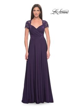 31906 Navy 6 Evening Spring 2024 Purple Designer Dress, Long A Line Skirt, Purple Prom, Dress Display, Formal Dresses With Sleeves, Purple Prom Dress, Fancy Wedding, Full Length Skirts, Prom Designs