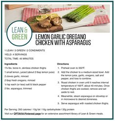 the recipe for lemon garlic oregano chicken with asparagus