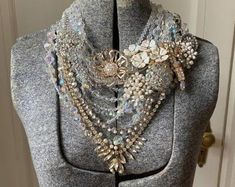 Long Brocante Necklace, Boho Necklace, Shabby Chic Necklaces, Brocante Scarves, Garland Necklaces, Assemblage Necklace, Assemblage Scarves, - Etsy Bridal Statement Necklace, Swarovski Brooch, Antique Silver Necklace, Vintage Rhinestone Necklace, Gold Bridal Necklace, Chunky Pearls, Pearl Statement Necklace, Assemblage Necklace, Rhinestone Statement Necklace