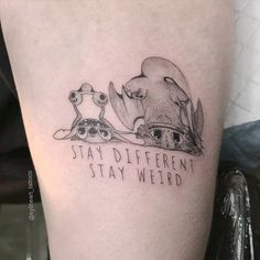 a couple of animals sitting on top of each other next to the words stay different, stay weird