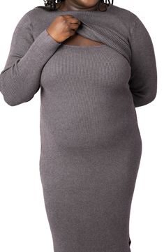 A stretchy hidden neckline pulls down for easy feeding in this ribbed two-piece sweater-dress with a detachable top that doubles as a nursing cover. Includes top and dress Top has jewel neck; long sleeves Dress has side slit 80% viscose, 20% nylon Machine wash, tumble dry Imported Nursing Maternity, Long Sleeves Dress, Nursing Cover, Sleeves Dress, Jewel Neck, Dress Top, Nordstrom Dresses, Top Dress, Nursing