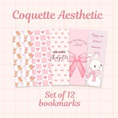 the set of 12 bookmarks for valentine's day is shown in pink and white