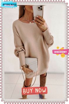 Fashion Elegant Style Women's Solid Color Commuter Dress Trendy Beige Sweater Dress For Spring, Beige Dresses For Fall, Trendy Beige Mini Dress For Fall, Beige Sweater Dress For Spring, Trendy Beige Dress For Fall, Trendy Beige Fall Dress, Beige Mini Sweater Dress For Spring, Trendy Beige Mini Dress For Winter, Trendy Beige Winter Mini Dress