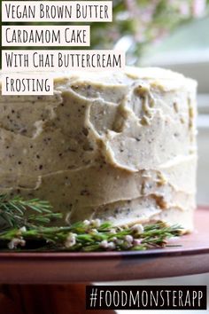 vegan brown butter cardamo cake with chai buttercream frosting