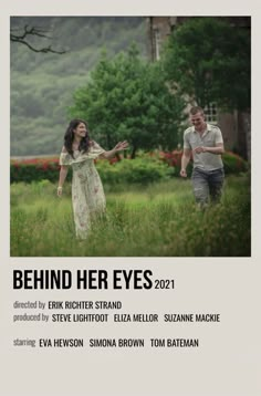 the poster for behind her eyes 2012 shows two people in a field with trees and bushes