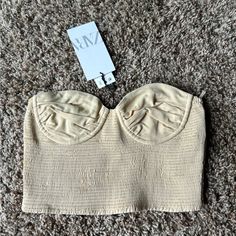 Brand New Top From Zara Size S Beige In Color Beige Strapless Crop Top For Spring, Strapless Beige Crop Top For Spring, New Top, Zara Tops, Top Brands, Zara, Womens Tops, Crop Tops, Brand New