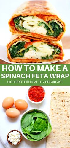 how to make a spinach feta wrap with high protein healthy breakfast and egg salad