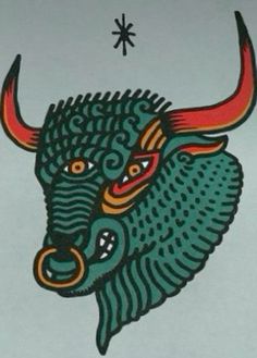 the bull is depicted in an artistic manner