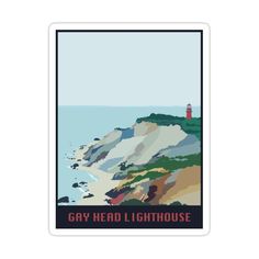 a poster with the words gay head lighthouse on it