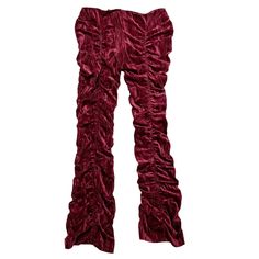 Urban Outfitters Uo Vivica Velvet Ruched Pant. High Waisted With A Fitted Straight Leg Silhouette. Each Leg Has An Elastic Ruching Strip Running Down The Center Of The Front And Back. Pull On Styling With A Rear Zipper Closure. Unlined. No Pockets. 94% Polyester, 6% Elastane. Machine Wash Cold Gentle. Lay Flat To Dry. New With Tag. Never Worn. Size: 12 Measurements (Flat Across): Waist 15” Stretches To About 17” Hips 19” Rise 11” Inseam 32” Thigh 11” Knee 7” Ankle Opening 7” Urban Outfitters Siz Stretch Burgundy Pants For Party, Fall Fitted Ruched Bottoms, Fitted Ruched Bottoms For Fall, Fitted Ruched Pants For Party, Fitted Red Bottoms With Ruffles, Stretch Burgundy Bottoms For Party, Fitted Burgundy Bottoms For Party, Fitted Red Ruffled Bottoms, Ruched Party Pants