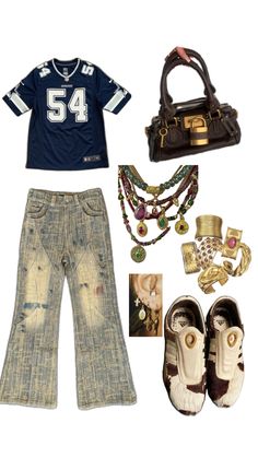 navy blue jersey brown accessories maximalist jewellery bloke core sporty outfit Maximalist Outfit, Maximalist Outfits, Bloke Core, Sporty Outfit, Brown Accessories, Navy Outfit, Blue Jersey, Outfit Inspo Casual, Jersey Outfit