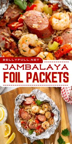 Add this summer grilling recipe on your Father's Day dinner menu! Filled with smoked sausage, shrimp, veggies, tomatoes, and rice, this Jambalaya Foil Packets offer an easy cleanup and are perfect for all your gatherings- an ideal Memorial Day party food too! Foil Pack Dinners, Foil Packet Dinners, Foil Pack Meals, Foil Dinners, Foil Packet Meals, Super Easy Dinner, Foil Packet, Jambalaya Recipe, Summer Grilling Recipes