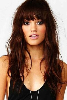 Long Haircuts With Bangs, Indian Remy Human Hair, Haircuts Ideas, Curly Bangs, Oval Face Hairstyles, Fun Hair, Platinum Hair, French Hair, Long Brown Hair