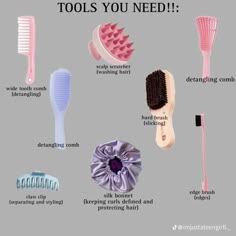 #haircare #hair #pinterest #selfcare Hair Care Routine Curly, Types Of Hair Brushes, Hair Journey Tips, Afro Hair Care, Natural Hair Growth Tips