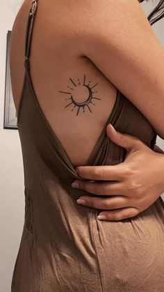 Sun & Moon tattoo! Shaded Sun And Moon Tattoo, Sun Moon Tattoos For Women, Sun And Tattoo Moon, Sun Related Tattoos, Sun And Moon Tattoo Women, Sun And Moon Tattoo Ribs, Back Tattoo Sun And Moon, Sun An Moon Tattoo, Sun Tattoos Women