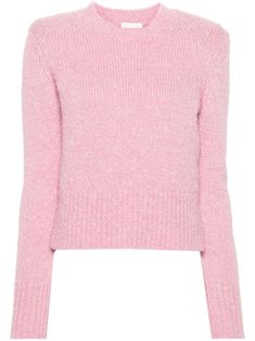 light pink chunky knit brushed effect mélange effect ribbed trim crew neck shoulder pads long sleeves straight hem Chunky Knit Jumper, Dolce E Gabbana, Knit Jumper, Pink Sweater, Chunky Knit, Isabel Marant, Shoulder Pads, Miu Miu, Balenciaga