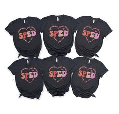 Matching Special Education Teacher Valentines Day Shirts, Groovy SPED Teacher Heart T-Shirt For V-Day, Aba Bcba Rbt Inclusion Tshirt Iep Tee ♥ SIZING  ♥ Please see images for sizing details. UNISEX: These are a men's/unisex t-shirt. They have a straight cut waist and longer sleeve length. They run large for women, and run true-to-size for men. ♥ SHIPPING AND PROCESSING TIMES ♥ -Free shipping (US Only) -Ships in 3-5 business days (Sometimes Quicker) -Items will be shipped via USPS First Class -US Sped Teacher Shirts Special Education, Teacher Valentine Shirts, Sped Teacher Shirts, Matching Birthday Shirts, Teacher Valentines, Occupational Therapy Assistant, Applied Behavior Analysis, Sped Teacher, Behavior Analysis