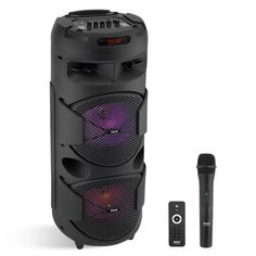 Pyle Portable Bluetooth PA Speaker-300W Dual 8" Rechargeable Indoor/Outdoor BT Karaoke Audio System-TWS, Party Lights, LED Display, FM/AUX/MP3/USB, 6.5mm in, Carry Handle-Wireless Mic, Remote Control - True Wireless Stereo System Portable Speaker System High-Powered PA Loudspeaker Style BT Wireless Music Streaming Ability Multi-Color Flashing LED Party Lights Built-in Rechargeable Battery FM Radio with Digital LED Display Connect & Stream Audio from External Devices Aux (3.5mm) Input Connector J Led Party Lights, Bt Speaker, Socket Organizer, Pa Speakers, Stereo System, Speaker Design, Combo Kit, Lights Led, Party Lights