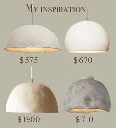 three different types of pendant lights with prices