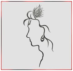 a drawing of a woman's head with a flower in her hair