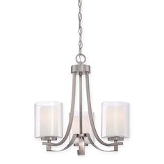 three light chandelier with white shades