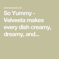 the words so yummy - velveta makes every dish creamy, dreamy and