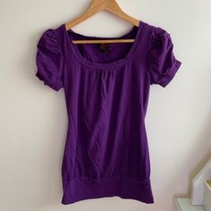 Purple Body Central Y2k Top Puffy Sleeves Band On The Bottom Can Be Worn Cropped Or Long Depending On Where You Put The Band Never Worn Y2k, Elena Gilbert, Bella Swan, Twilight Casual Fitted Puff Sleeve T-shirt, Casual Fitted T-shirt With Puff Sleeves, Fitted Purple Top In 90s Style, Fitted 90s Style Purple Top, 90s Style Fitted Purple Top, Purple Short Sleeve Y2k Top, Purple Short Sleeve Y2k Style Tops, Y2k Purple Short Sleeve Tops, Purple Y2k Short Sleeve Tops