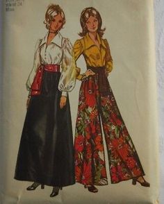 Simplicity Pattern 5235 Womens Size 10 Bust 32.5 Blouse, Skirt, Pantskirt Sash  | eBay Palazzo Pants Pattern, 70s Sewing Patterns, Maxi Skirt Pattern, Poet Blouse, Evening Skirts, Blouse Skirt, Womens Sewing Patterns, 1970s Fashion, Fashion Sewing Pattern