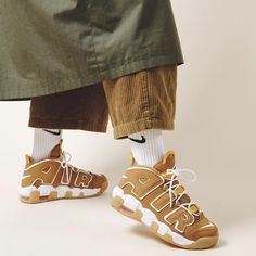 Dq4713-700 New With Box 100% Authentic Color Wheat | White | Pollen | Gum Light Brown Casual Brown Nike Basketball Shoes, Brown Ankle-high Sporty Sneakers, More Uptempo Outfit, Uptempo Outfit, Nike Air Uptempo, Grunge Shoes, Nike Air Max White, Nike Air More Uptempo, Nike Air More