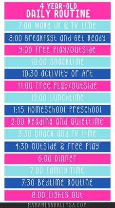 a poster with the words, daily routine and date for each child's age